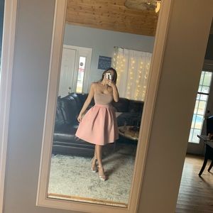 Blush pleated circle skirt